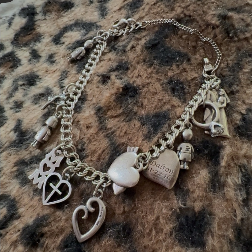 James Avery Silver Charm Bracelet with Heart and Figurine Charms